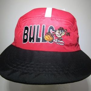 Vtg 90s Red Looney Tunes Taz NBA Chicago Bulls Youth Cap Hat